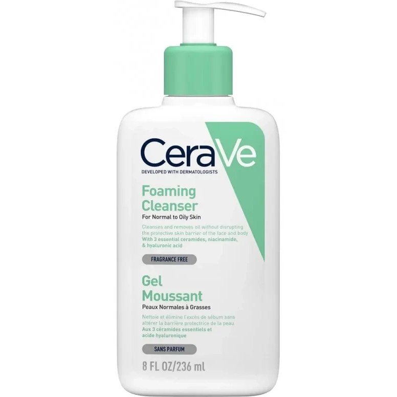 فوم شستشوی صورت سراوی مدل Foaming Cleanser مناسب پوست نرمال تا چرب حجم 473 میلی  مسترکپی